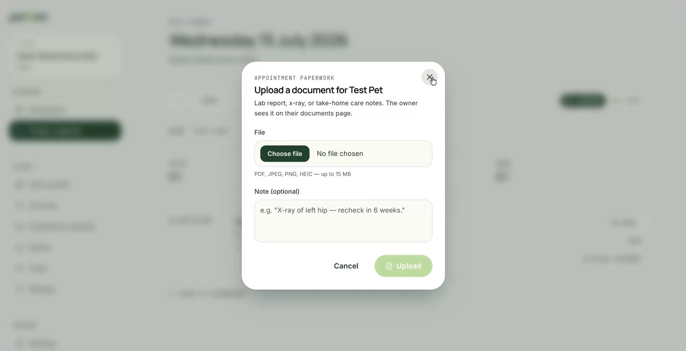 Das Dokument im Ordner des Haustiers in der App der Halter