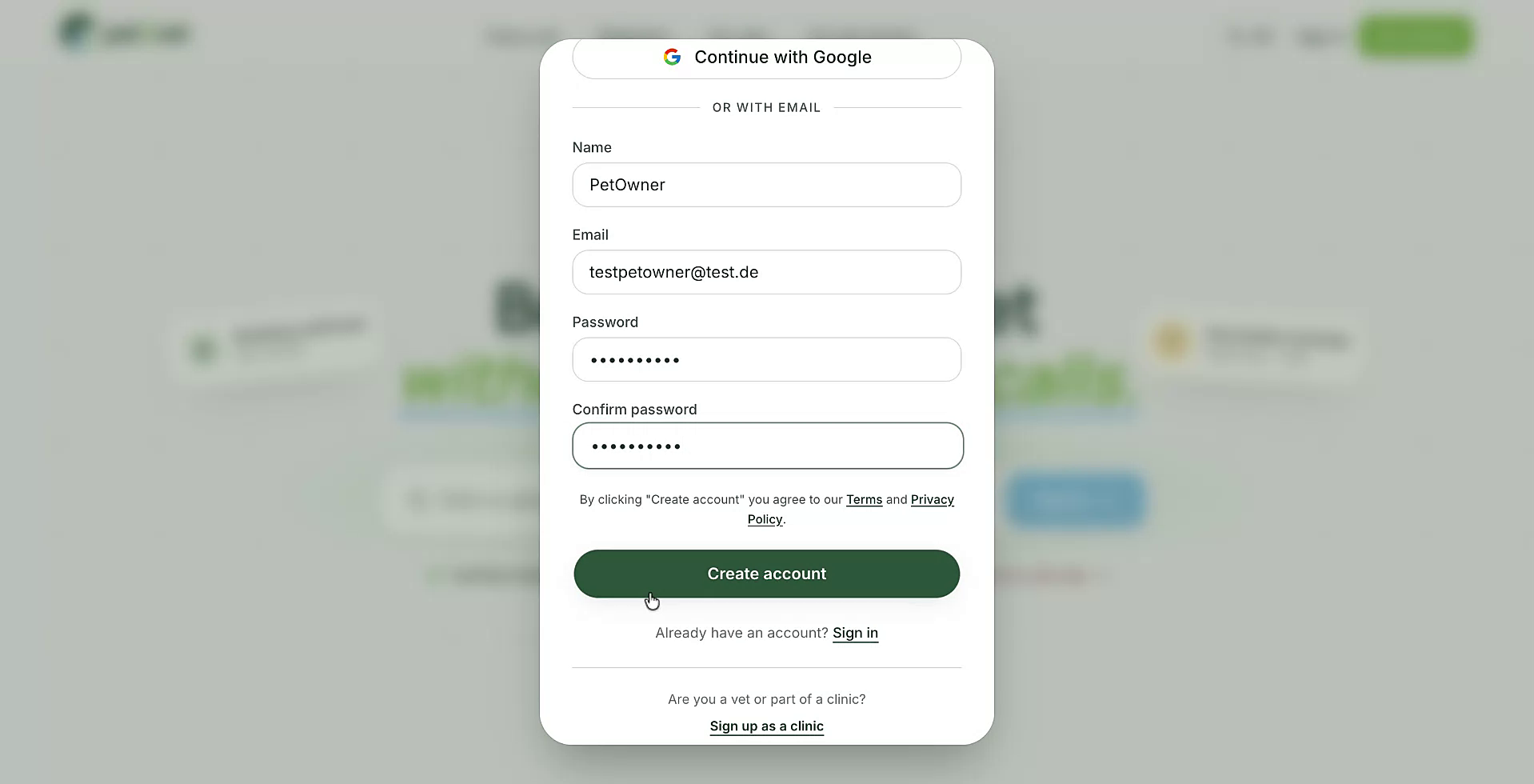 Das Dashboard nach der Anmeldung